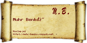 Muhr Benkő névjegykártya